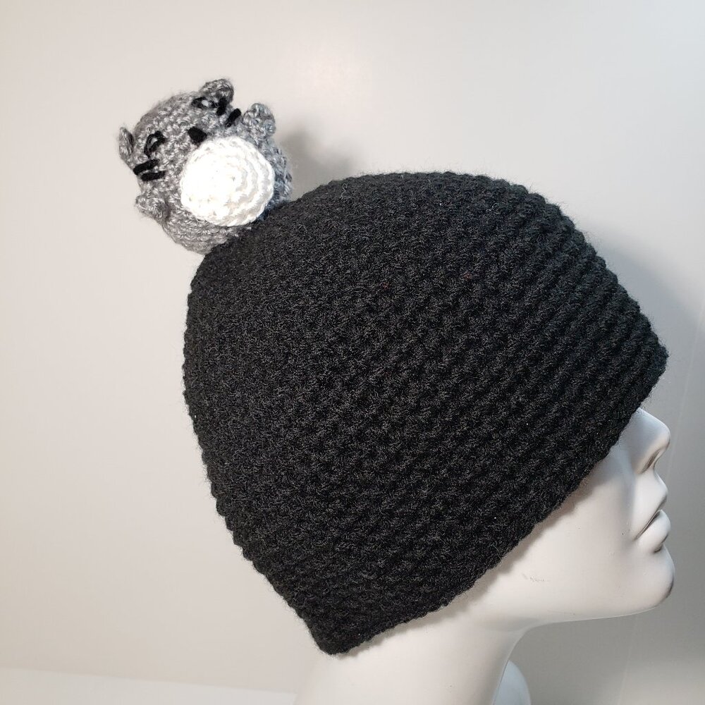 New Handmade Amigurumi Crochet Black Anime Totoro Hat Bennie Cute